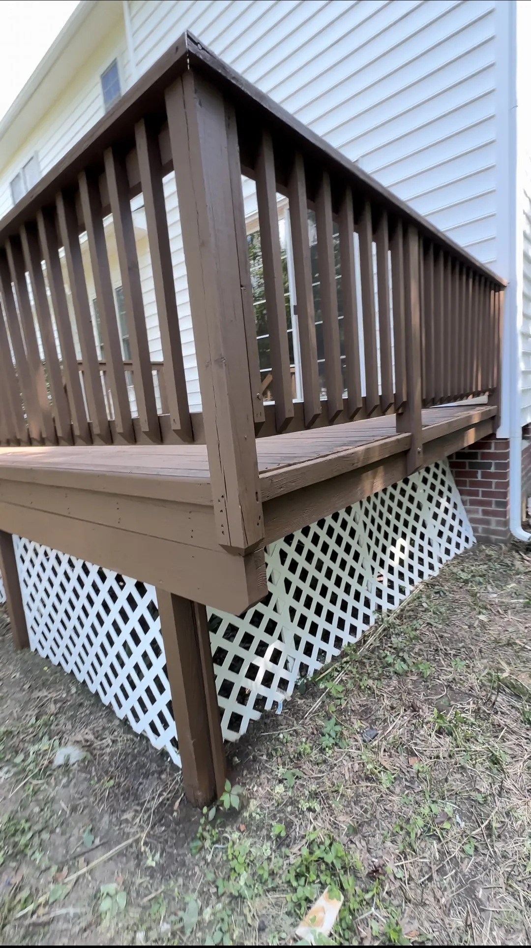 Finished deck railing and exterior detail